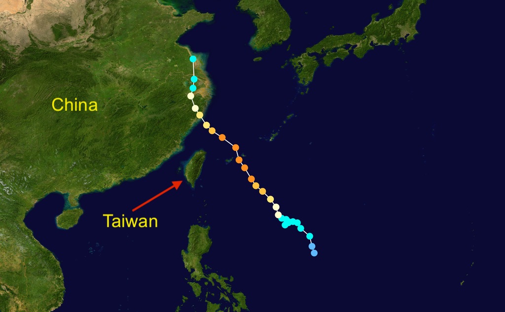 Track map of Tropical Storm Lekima of the 2019 Pacific typhoon season.