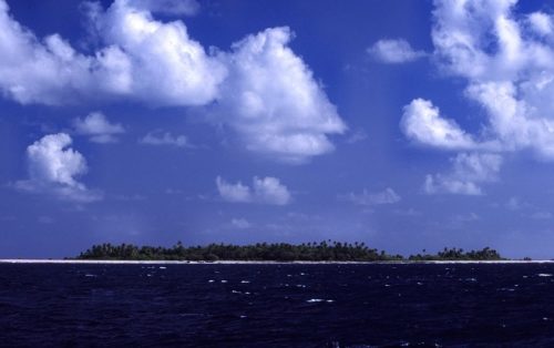 Approaching the Funafuti atoll of Tuvalu.