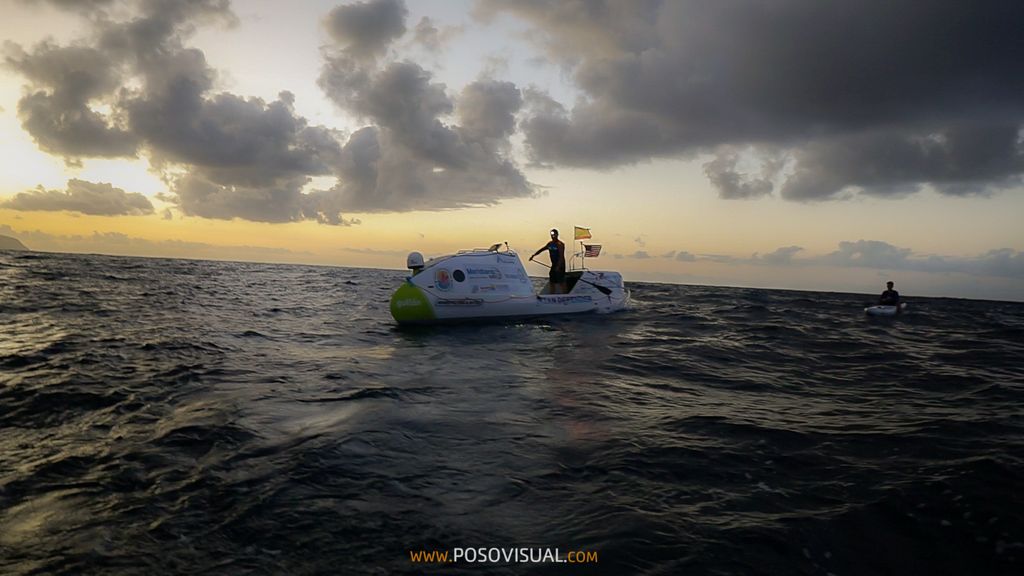 Mr. de la Rosa in his special paddle boat.