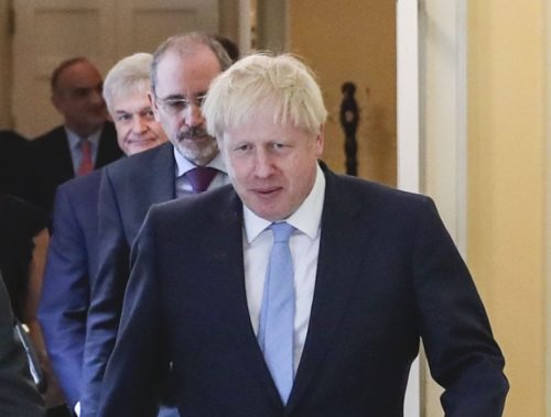 UK Prime Minister Boris Johnson Walking.