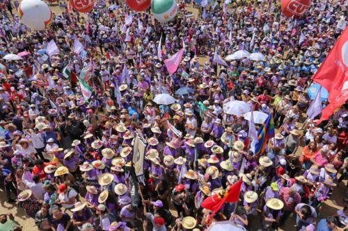 Women workers hold massive demonstration as part of the March of the Margaridas.