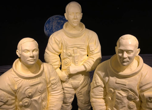 Life-size butter sculptures of the Apollo 11 space crew are featured in this year’s annual butter display presented by the American Dairy Association Mideast.