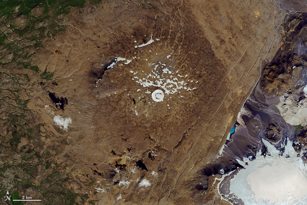 Satellite image of Ok Glacier in 2019.