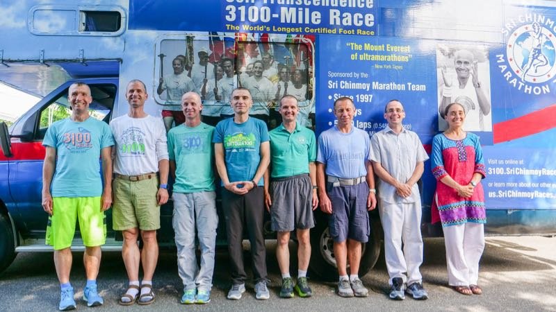 The eight runners who took part in the 2019 Sri Chinmoy 3,100 mile race.