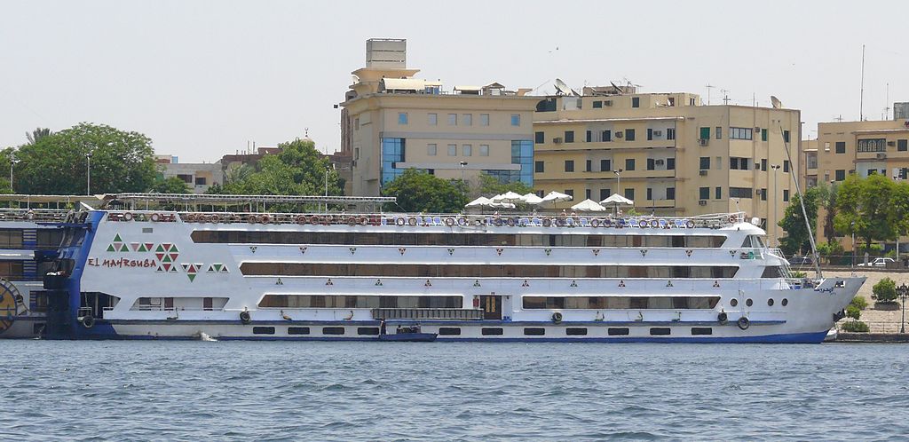 The Sentido M/S Mahrousa, a Nile cruise ship of the comfort class, at the quay in Aswan.