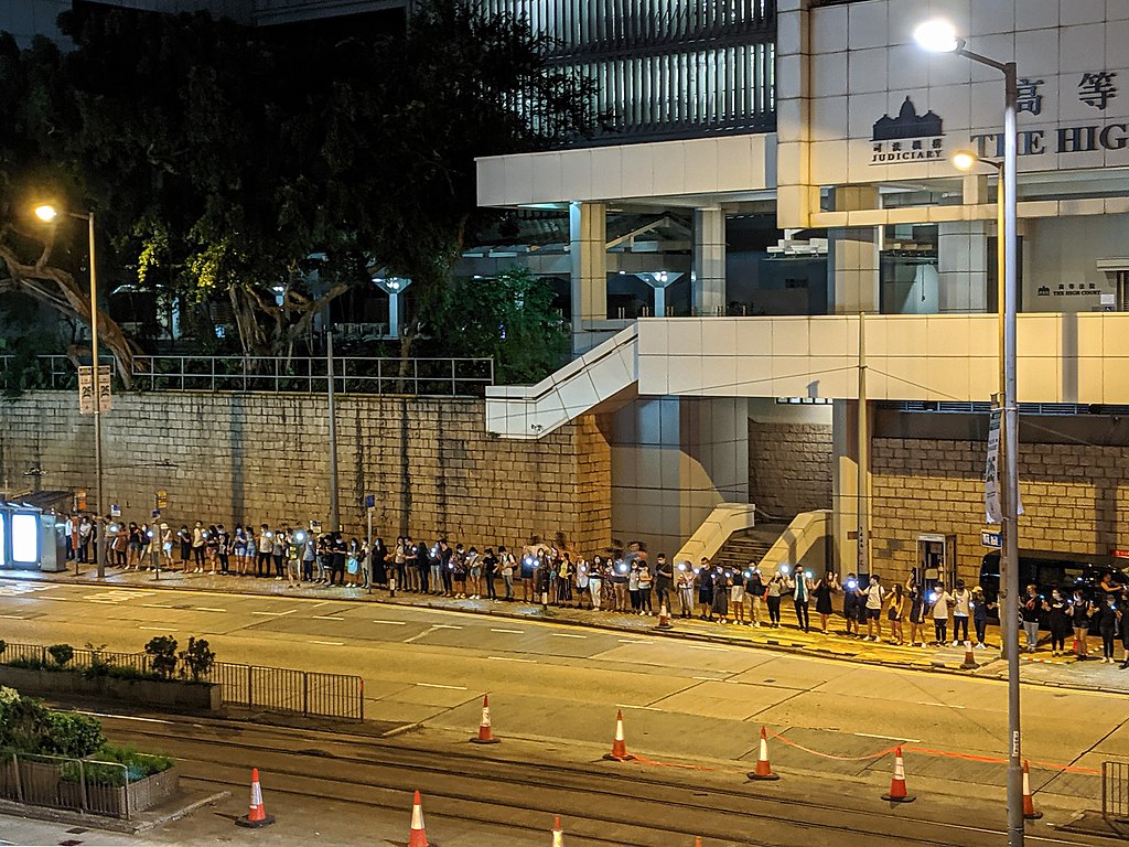 Human chains demonstration against extradition bill in Hong Kong on August 23rd, 2019.