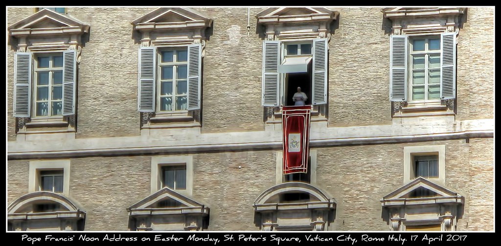 Pope Francis' Noon Address on Easter Monday, St. Peter's Square, Vatican City, Rome Italy. 17 April 2017