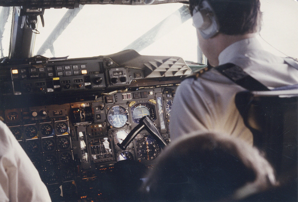 Concorde, in flight - co-pilot Taken in 1984 on a British Airways Concorde flight from London to Cairo.