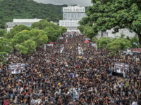 Students skip school to protest outside the Chinese University of Hong Kong.