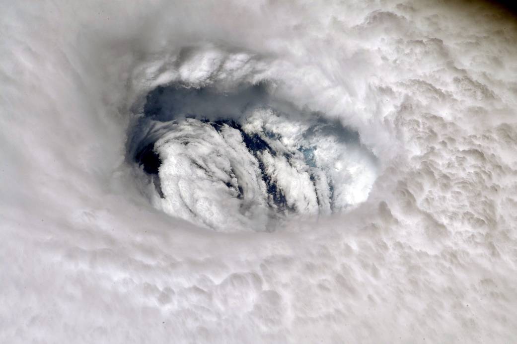 A picture of the eye of Hurricane Dorian taken from the International Space Station on September 2 by astronaut Nick Hague.