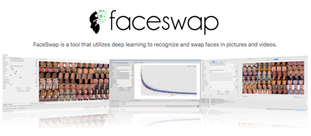 Screenshot of promo for open source software FaceSwap.