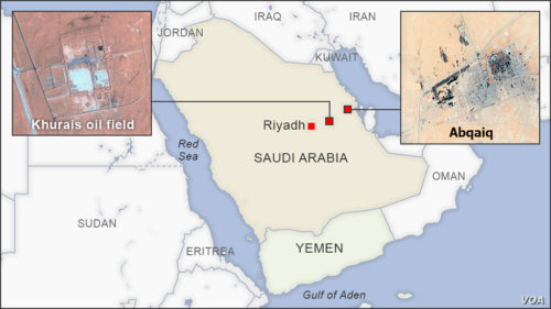Khurais oil field and Abqaiq Saudi Arabia