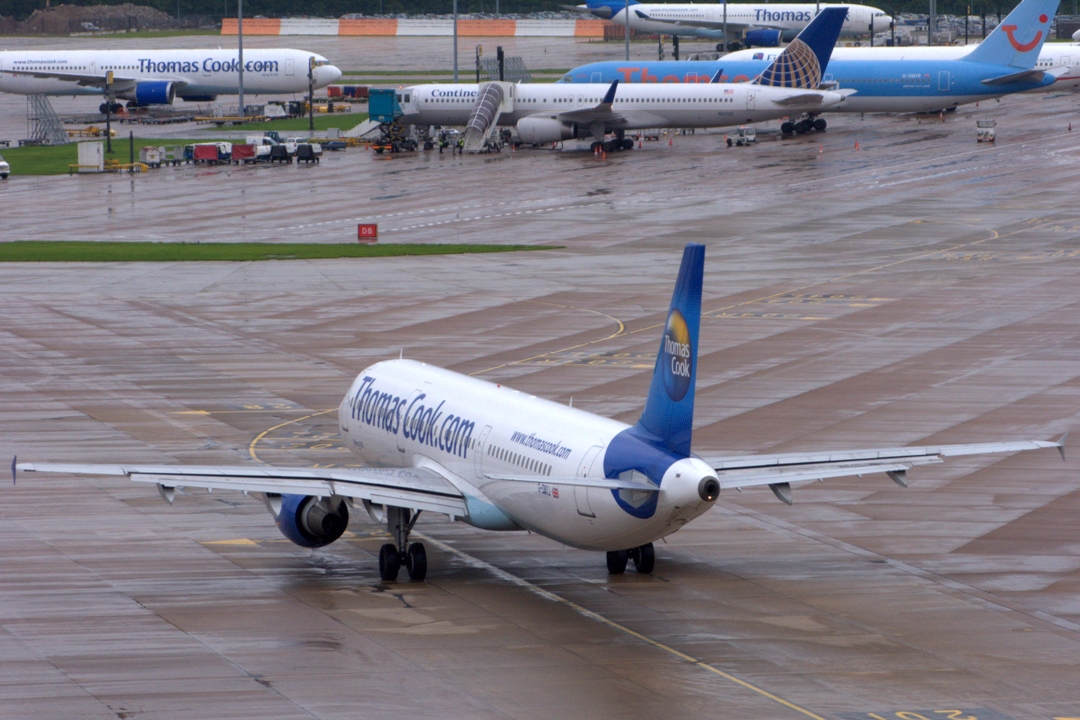 Thomas Cook planes on the ground.