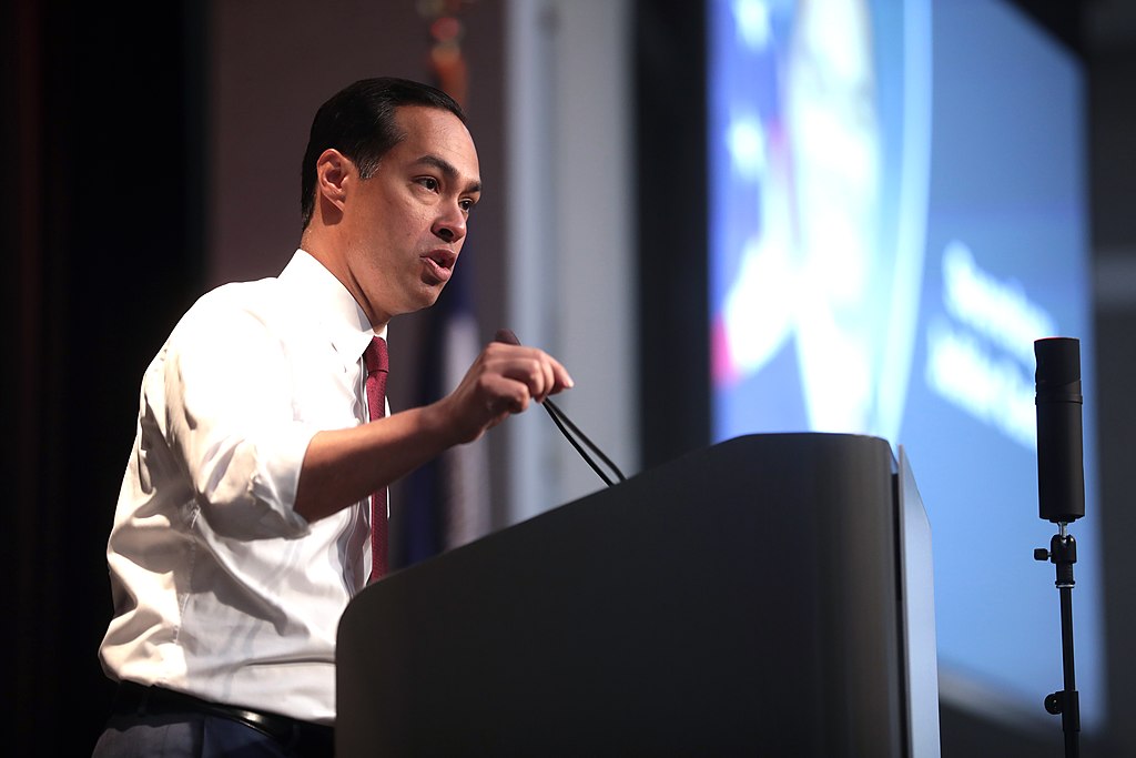 Former Secretary of Housing and Urban Development Julian Castro speaking with attendees at the 2019 Iowa Federation of Labor Convention hosted by the AFL-CIO at the Prairie Meadows Hotel in Altoona, Iowa.