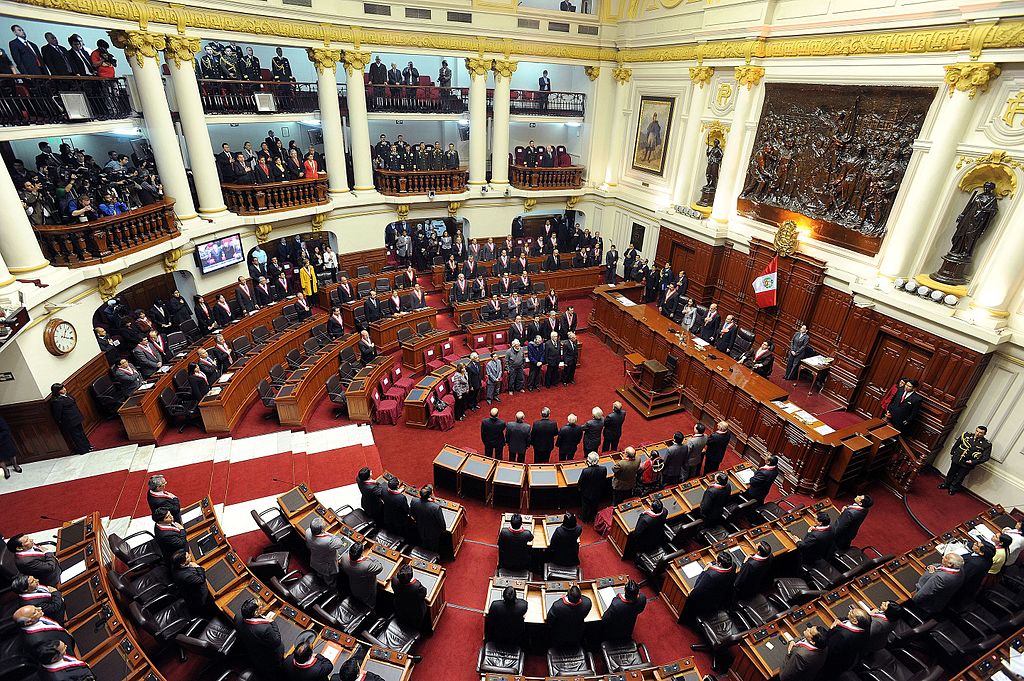 Panoramic hemicycle session of Congress of the Republic of Peru, environment where the plenary sessions of Parliament are held. 2011