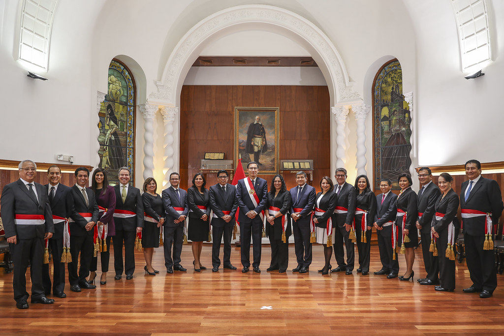 President Vizcarra with his newly sworn in cabinet.