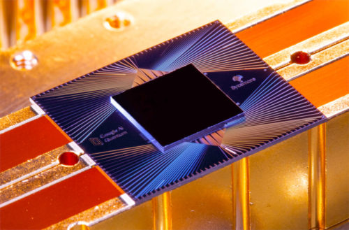 Closeup picture of the Sycamore processor.
