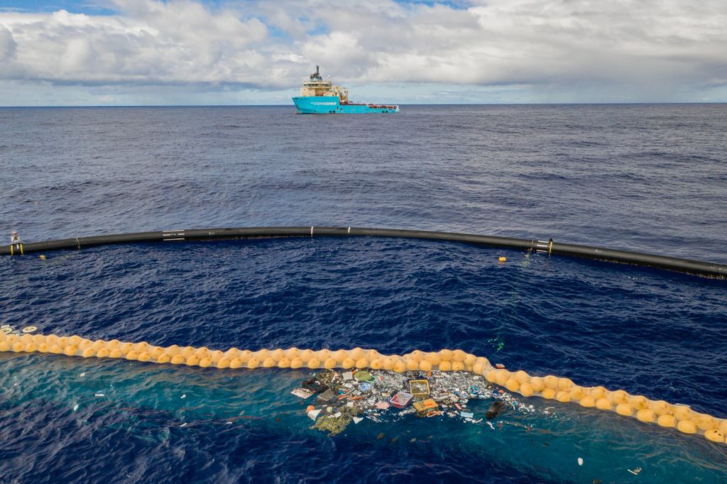 Plastic collected in the cork line of the Ocean Cleanup's System 001/B.