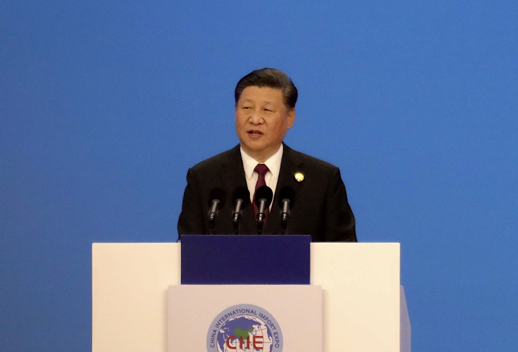 Xi Jinping speaks to an international Export Exposition in Shanghai, China.