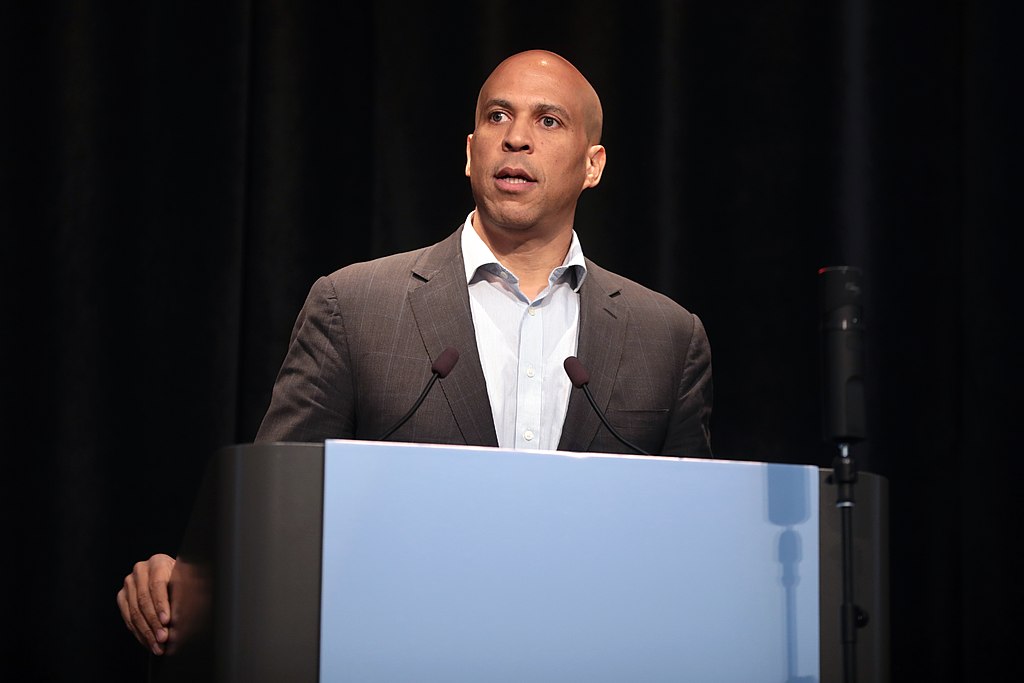 U.S. Senator Cory Booker speaking with attendees at the 2019 Iowa Federation of Labor Convention hosted by the AFL-CIO at the Prairie Meadows Hotel in Altoona, Iowa.