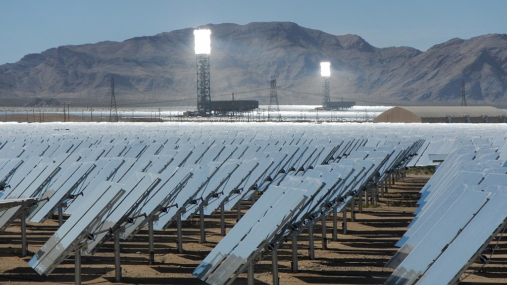 View of the Ivanpah Heliostats and Towers taken on April 24, 2014.