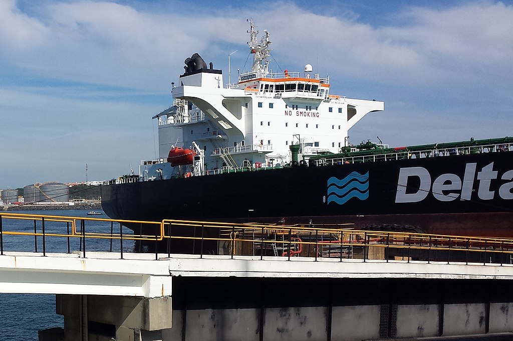 Crude tankership Bouboulina in transaction port for loading and unloading oil cargoes.