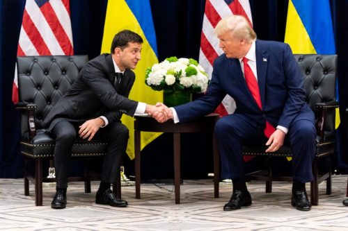 President Donald J. Trump participates in a bilateral meeting with Ukraine President Volodymyr Zalensky Wednesday, Sept. 25, 2019.