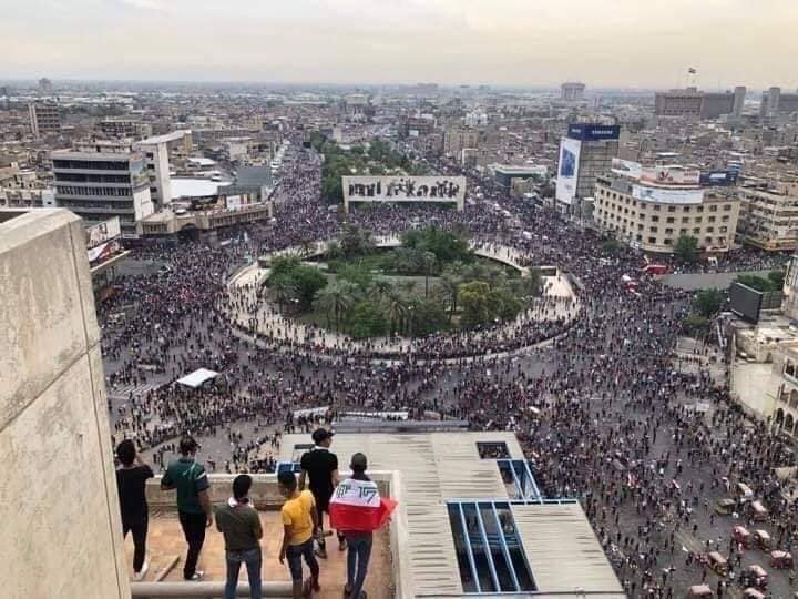 Iraqi protests from Tahrir square in 25 October 2019