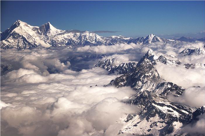 Shishapangma (left) from mountain flight, Nepal