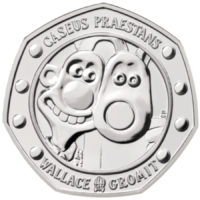 The 50-pence coin celebrating 30 years of Wallace and Gromit released by the Royal Mint.
