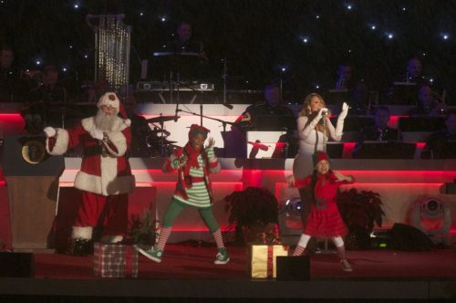 Mariah Carey sings All I Want For Christmas Is You in New York in 2013.