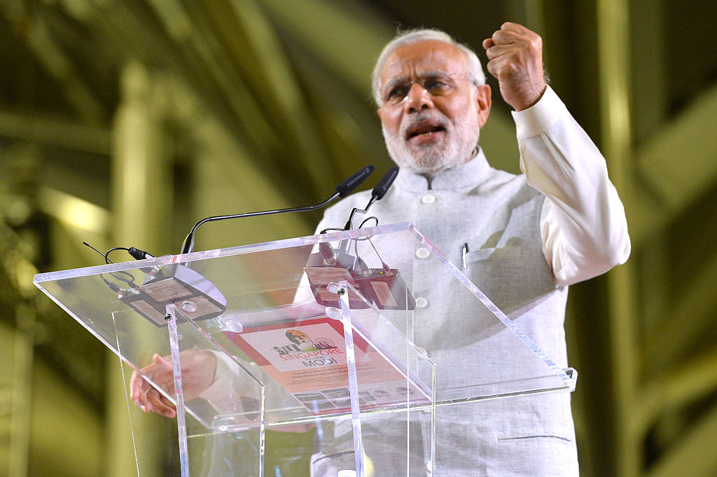 The Prime Minister, Shri Narendra Modi addressing the gathering at the Indian Community Reception Event, at Singapore Expo, Singapore on November 24, 2015.