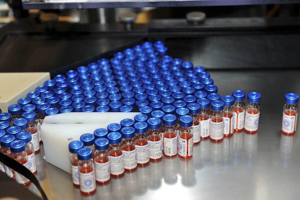 Packaging line for bivalent oral polio vaccine (OPV) Val de Reuil, France - May 20, 2011