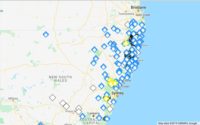 Map of active bushfires in New South Wales.