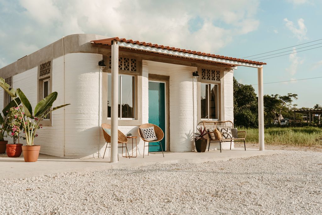 A 3D-printed house in Tabasco, Mexico created by Icon and New Story.