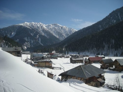 A small village in winter in Neelum Valley.