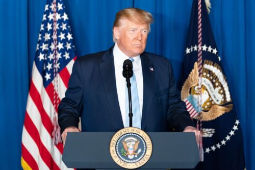 President Donald J. Trump delivers remarks during a press conference Friday, Jan. 3, 2020, at Mar-a-Lago in Palm Beach, Fla., following the U.S. airstrike in Iraq that resulted in the death of Iranian commander Qassim Soleimani. (Official White House Photo by Shealah Craighead)