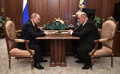 Vladimir Putin with Mikhail Mishustin (2020-01-15)