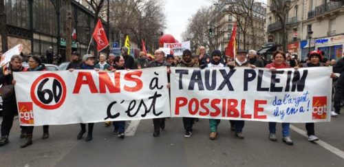 Protest in Paris over pension reform on December 28, 2019.