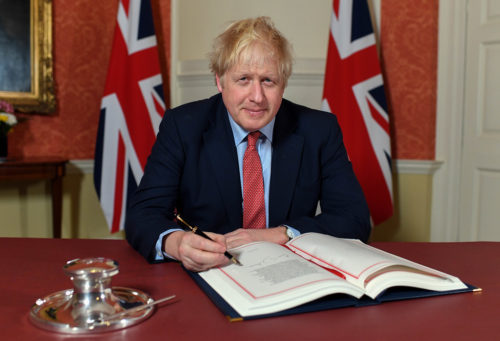 Prime Minister Boris Johnson signs the Withdrawal Agreement with the European Union