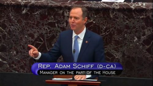 Representative Adam Schiff, acting as an impeachment manager, presents the case against the president to the Senate.