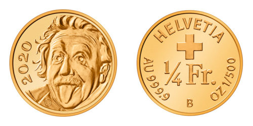 Switzerland announced this week that it had created the world's tiniest gold coin. The coin has a picture of Albert Einstein sticking his tongue out.