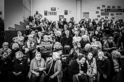 Des Moines 61 precinct - as people gathered for the 2020 Democratic caucus, held at Merrill Middle School, 2020-02-03