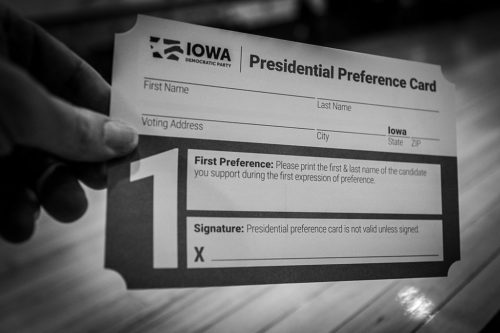 2020 Iowa Caucus Presidential Preference Card