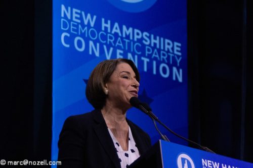 U.S. Senator Amy Klobuchar speaking at the New Hampshire Democratic Party Convention in September, 2019.