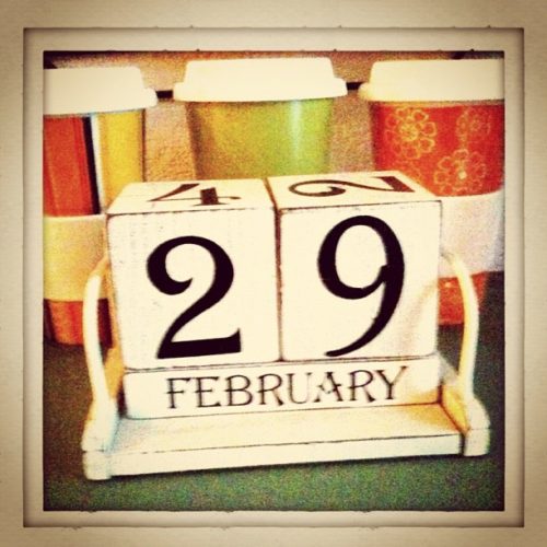 Leap Year - block-style desk calendar showing February 29.