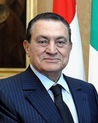 The Egyptian President Hosni Mubarak during a visit to Quirinale, Rome, 2009.