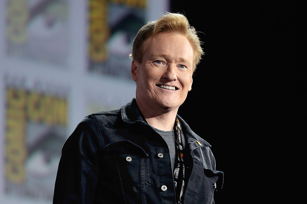 Conan O'Brien speaking at the 2019 San Diego Comic Con International, for "Top Gun: Maverick", at the San Diego Convention Center in San Diego, California.