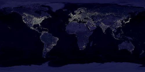 This image of Earth’s city lights was created with data from the Defense Meteorological Satellite Program (DMSP) Operational Linescan System (OLS).
