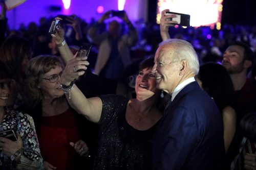 Former Vice President of the United States Joe Biden speaking with attendees at the Clark County Democratic Party's 2020 Kick Off to Caucus Gala at the Tropicana Las Vegas in Las Vegas, Nevada.